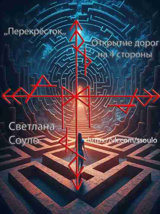 Рунический став : перекресток — открытие дорог на 4 стороны света. Автор Светлана Соуло…