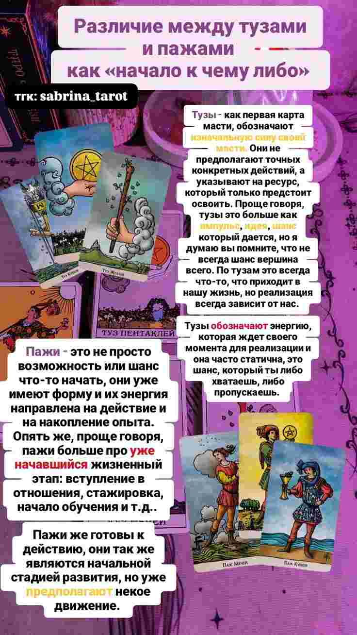 ✨Различие между Тузами и Пажами карт Таро✨