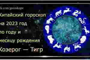 Гороскоп Козерог — Тигр 2023 год Годы рождения: 1950, 1962, 1974, 1986, 1998, 2010,…