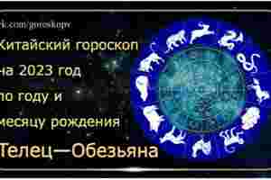 Гороскоп Телец — Обезьяна 2023 год Годы рождения: 1956, 1968, 1980, 1992, 2004, 2016,…